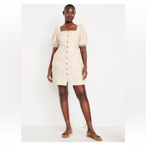 Old Navy Dresses & Skirts - Old Navy Puff Sleeve Linen Blend Mini Dress, NWT, Retails $45, Multiple Sizes